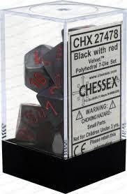 Velvet Black / Red 7 Dice Set - CHX27478